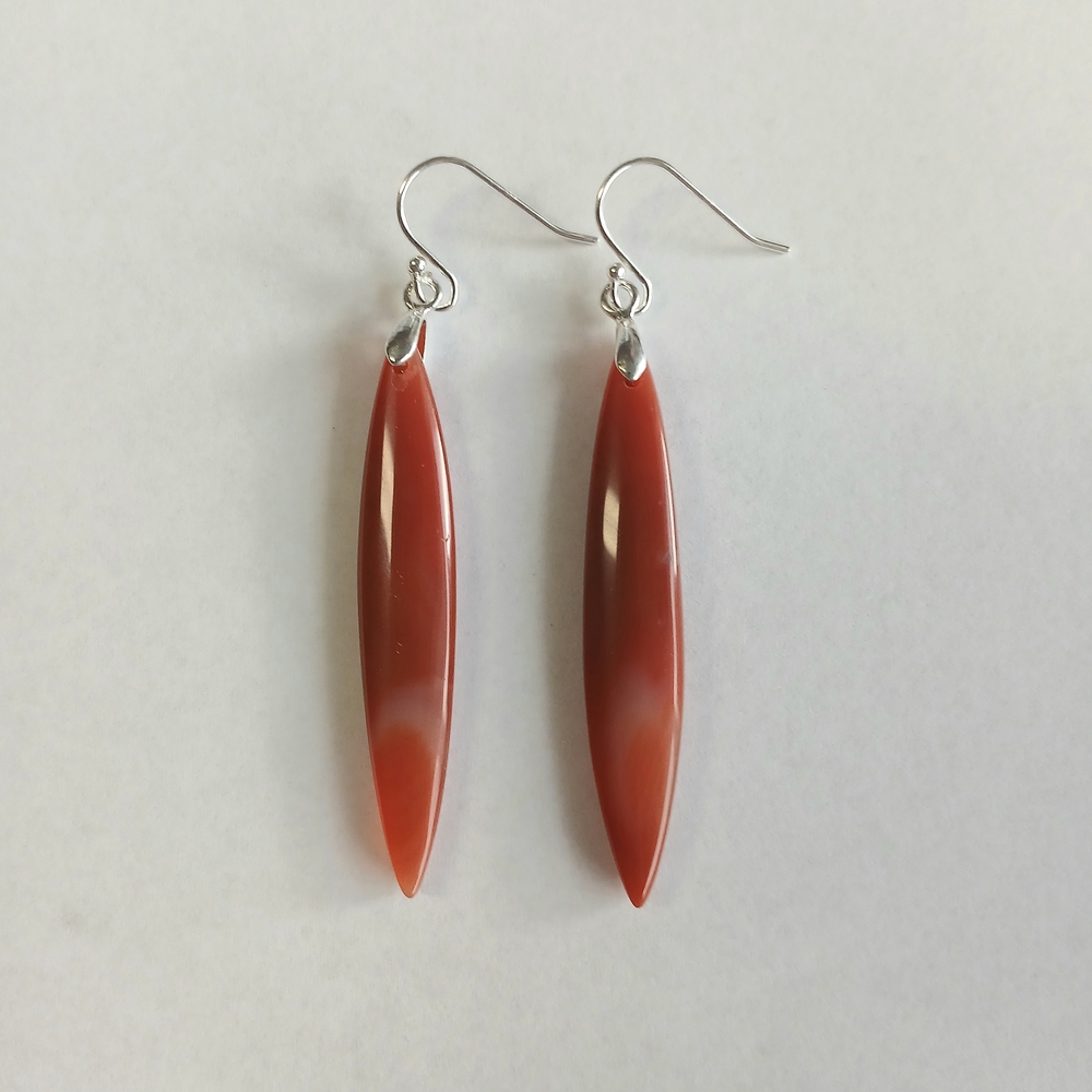 Red Agate Gemstone Earrings with 925 Sterling Silver Findings